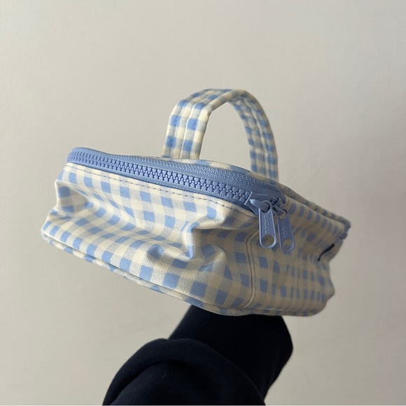 BAGGU Blue and Cream Checkered Cosmetic Bag - Picture 2 of 3